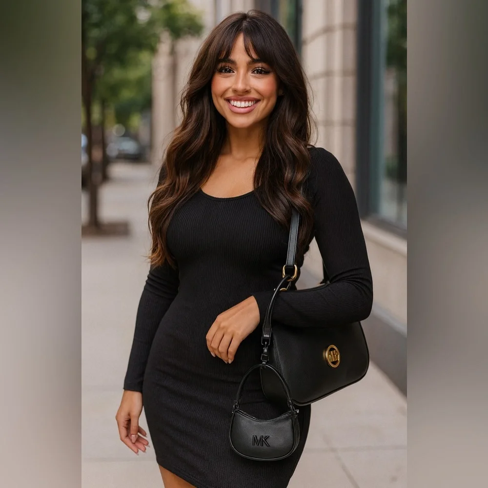 Michael Kors Kyla Black Leather Bag Charm Bag NWT - Picture 8 of 8